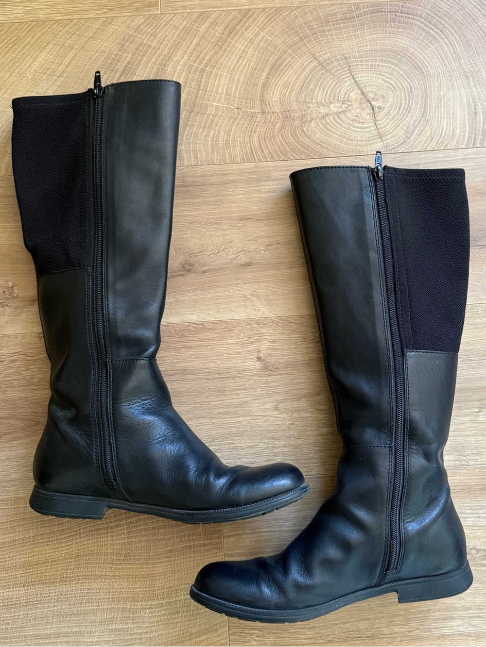 Camper Black Leather Over-the-Knee Zip Boots